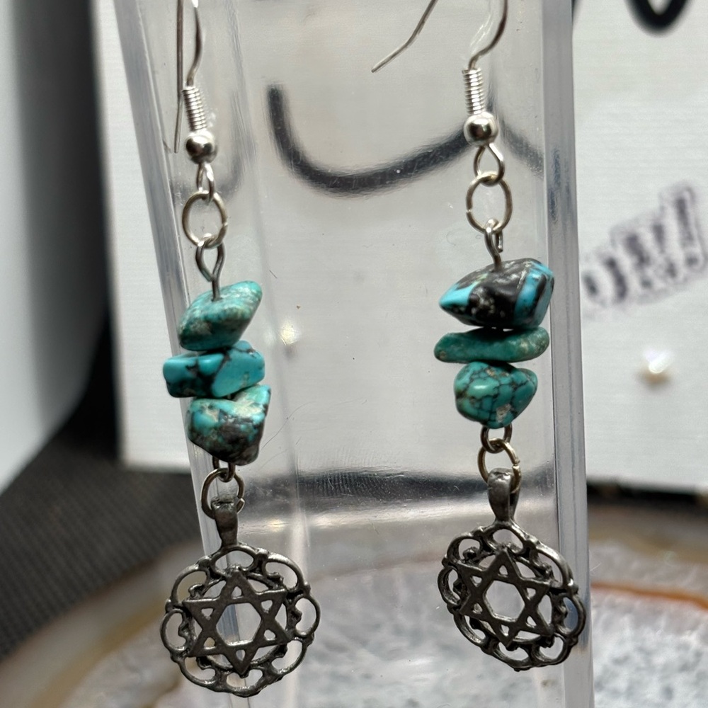 Turquoise and Silver Dangle Earrings